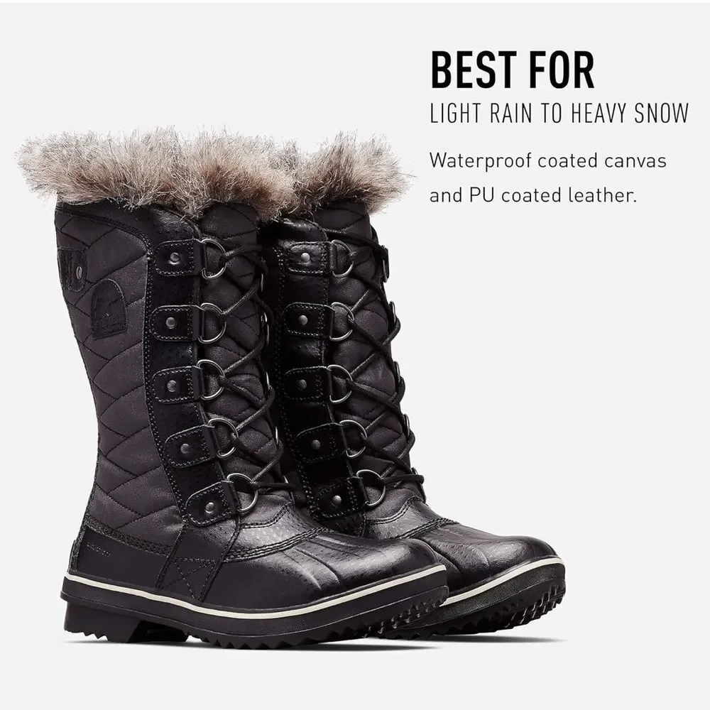 NWT Sorel Women's Tofino 2 Wp Winter Boots Black Stone‎ Fur with Faux Fur Trim 5
